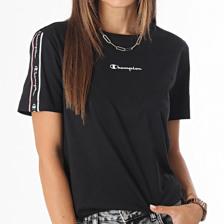 Champion Tee Shirt A Bandes Femme 116654 Noir LaBoutiqueOfficielle