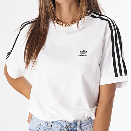 Adidas Originals - Maglietta donna 3 strisce IK4050 Bianco