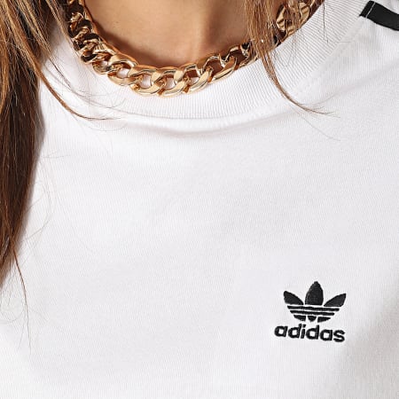 Adidas Originals - Tee Shirt A Bandes Femme 3 Stripes IK4050 Blanc