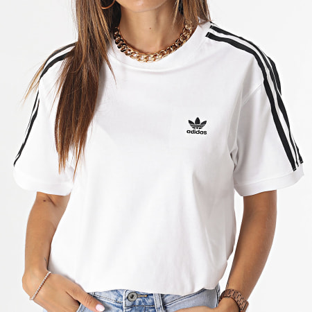 Adidas Originals - Camiseta 3 Rayas Mujer IK4050 Blanca