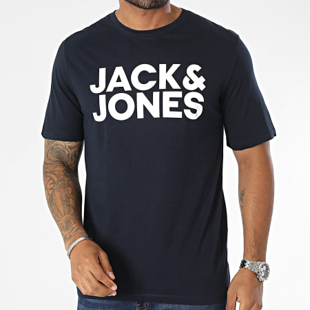 Jack And Jones - Lot De 3 Tee Shirts Corp Noir Blanc Bleu Marine