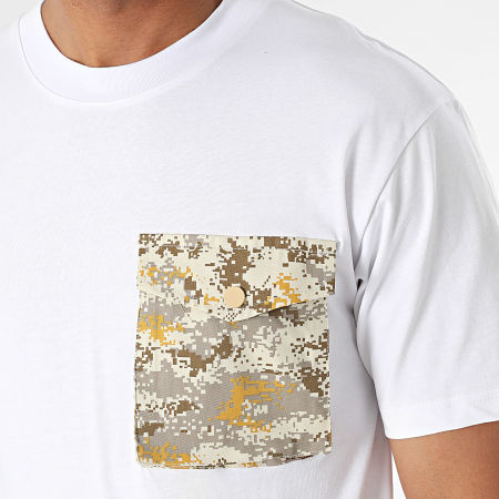 John H - Tee Shirt Poche Blanc Beige Camouflage