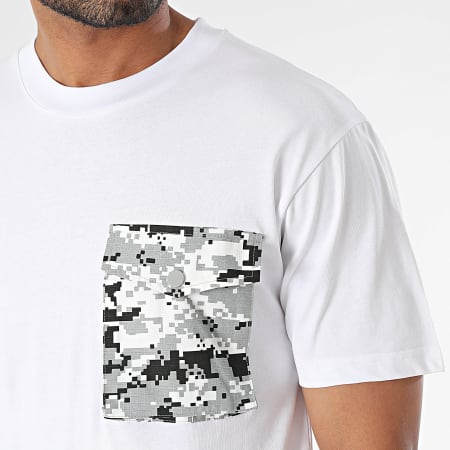 John H - Tee Shirt Poche Blanc Gris Camouflage