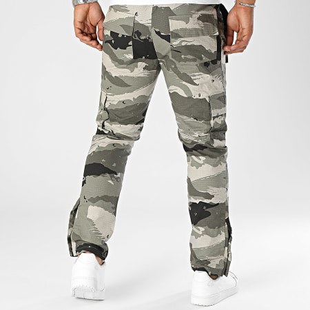 John H - Pantalon Cargo Gris Camouflage