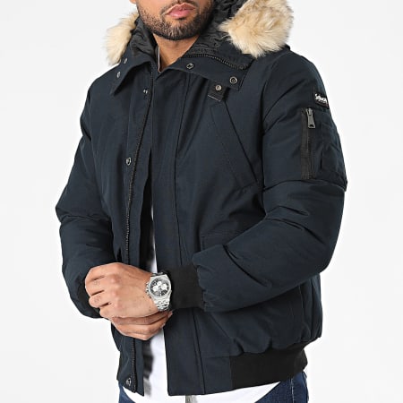 Schott NYC - Keyburn marineblauw bont parka met capuchon