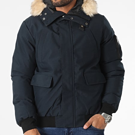 Schott NYC - Keyburn marineblauw bont parka met capuchon