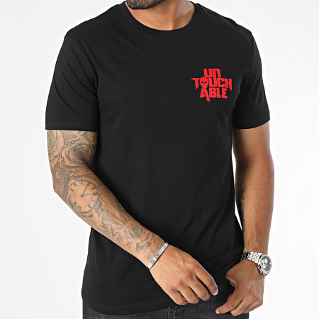 Untouchable - Maglietta con logo in velluto nero rosso