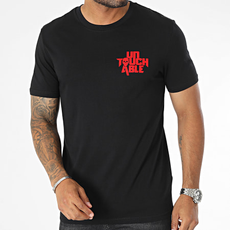 Untouchable - Maglietta con logo in velluto nero rosso