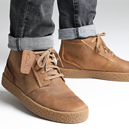 Clarks - Chaussures Streethill Mid Dark Tan Leather