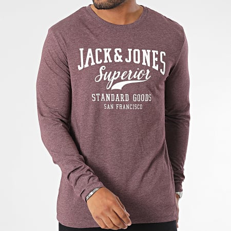 Jack And Jones Camiseta Manga Larga Logo Burdeos Chiné Ryses