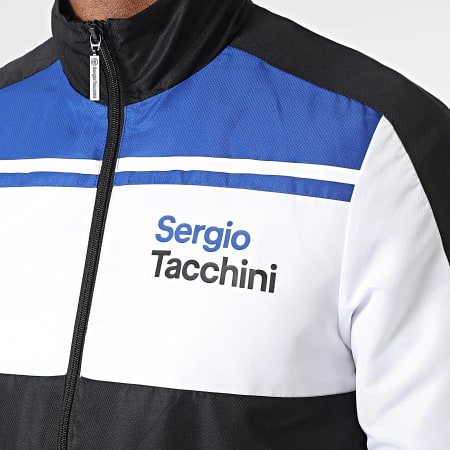 Sergio Tacchini - Conjunto de chándal Text 40316 Negro Blanco Azul Real