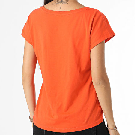 Only - Tee Shirt Col V Femme Chelsy Skull Orange