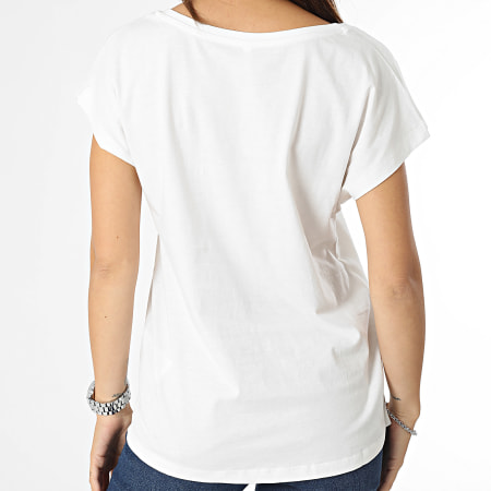 Only - T-shirt donna con scollo a V Chelsy Skull Bianco