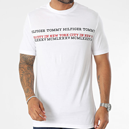 Tommy Hilfiger - Maglietta a righe centro petto 2618 bianco