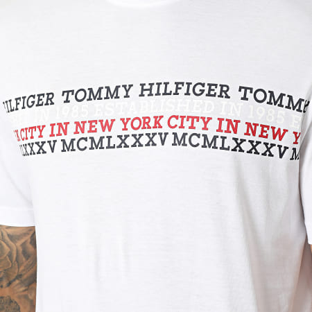 Tommy Hilfiger - Maglietta a righe centro petto 2618 bianco