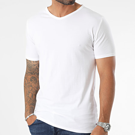 Tommy Hilfiger - Lot De 3 Tee Shirts Col V Premium Essentials 3137 Blanc Noir Gris Chiné