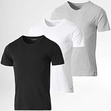 Tommy Hilfiger - Lot De 3 Tee Shirts Premium Essentials 3138 Blanc Noir Gris Chiné