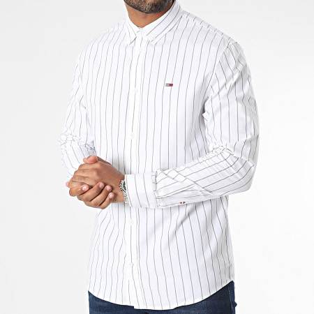 Tommy Jeans - Chemise Manches Longues A Rayures Classic Oxford Stripe 7244 Blanc