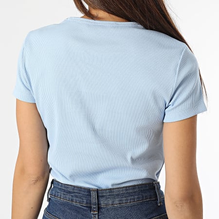 Tommy Jeans - Camiseta de mujer Essential Rib 4876 Azul claro