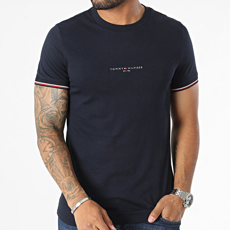 Tommy Hilfiger - Tee Shirt Slim Logo Tipped 2584 Bleu Marine