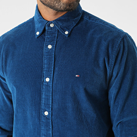 Tommy Hilfiger - Flex Camicia a maniche lunghe in velluto a coste solido 2931 blu reale