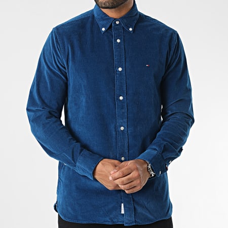Tommy Hilfiger - Flex Camicia a maniche lunghe in velluto a coste solido 2931 blu reale