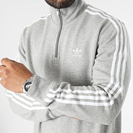 Adidas Originals - IL2497 Felpa con zip a 3 strisce grigio erica