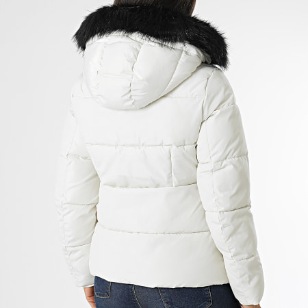 Calvin Klein Doudoune Capuche Fourrure Femme 1889 Blanc Ryses