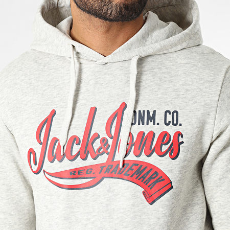Jack And Jones - Felpa con cappuccio con logo, grigio scuro