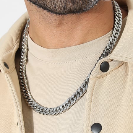 LBO - Collar de malla curvada de plata de 10 mm