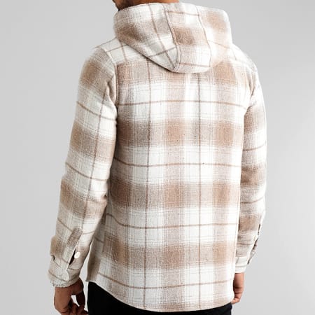 LBO - Beige Blanco 3046 Camisa de cuadros con capucha