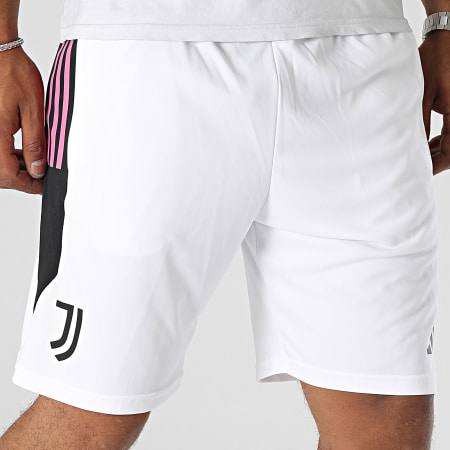 Adidas Sportswear - Short Jogging A Bandes Juventus HZ5048 Blanc Noir Rose