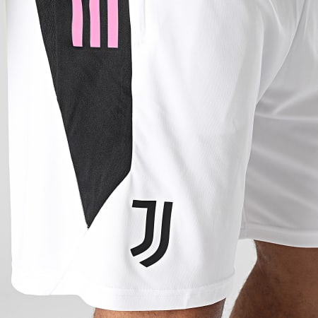 Adidas Sportswear - Short Jogging A Bandes Juventus HZ5048 Blanc Noir Rose