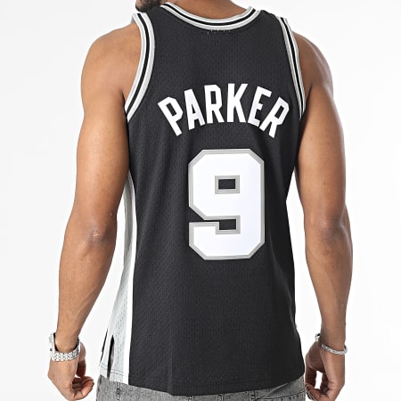 Mitchell and Ness - Camiseta de baloncesto San Antonio Spurs Negro Gris