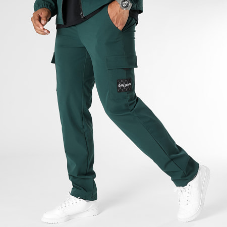 Teddy Yacht Club - Conjunto de chaqueta con cremallera y pantalón cargo 0048 0043 Verde