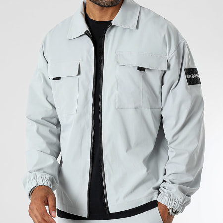 Teddy Yacht Club - Conjunto de chaqueta con cremallera y pantalón cargo 0046 0041 Gris