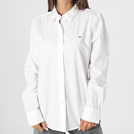 Tommy Hilfiger - Organic Co Camisa de manga larga para mujer 9673 Blanca