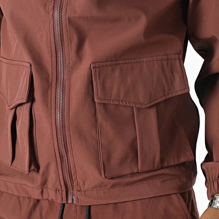 Classic Series - Set giacca con zip e pantaloni cargo marrone