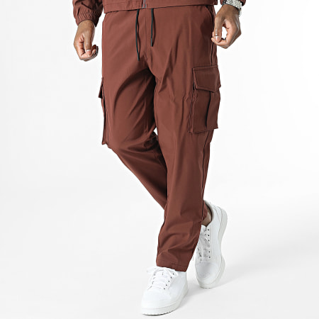 Classic Series - Set giacca con zip e pantaloni cargo marrone