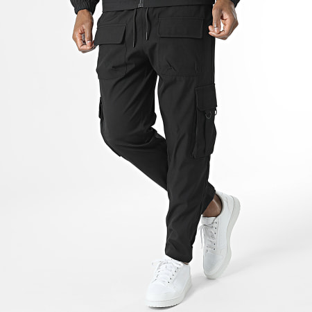 Classic Series - Set giacca con zip e pantaloni cargo neri