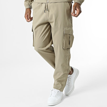 Classic Series - Conjunto de chaqueta con cremallera y pantalón cargo beige