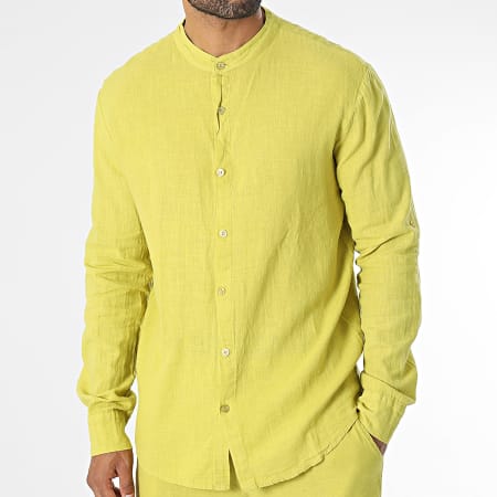 Frilivin - Conjunto de camisa y pantalón amarillo de manga larga