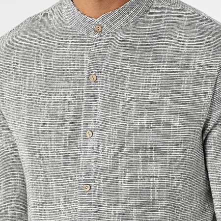 Frilivin - Set camicia e pantaloni a maniche lunghe grigi con colletto Mao