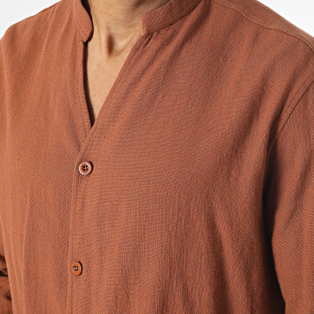 Frilivin - Conjunto marrón de camisa de manga larga y pantalón