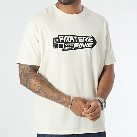 La Piraterie - Camiseta Oversize Large Arrow Beige Negro
