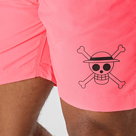One Piece - Pantaloncini da bagno con logo rosa fluo