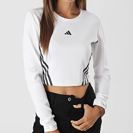 Adidas Sportswear - Tee Shirt Manches Longues Crop Femme IL6971 Blanc