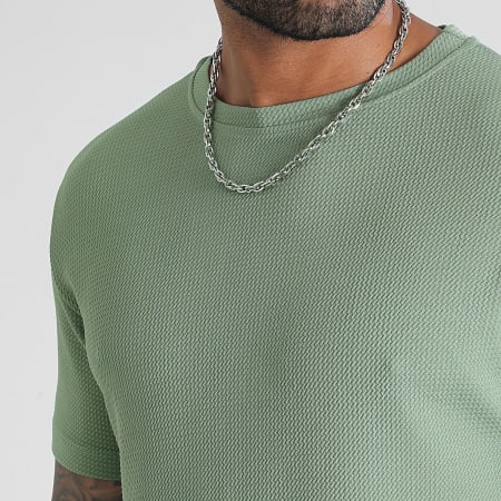 LBO - T-shirt testurizzata Waffle 0413 Verde cachi chiaro