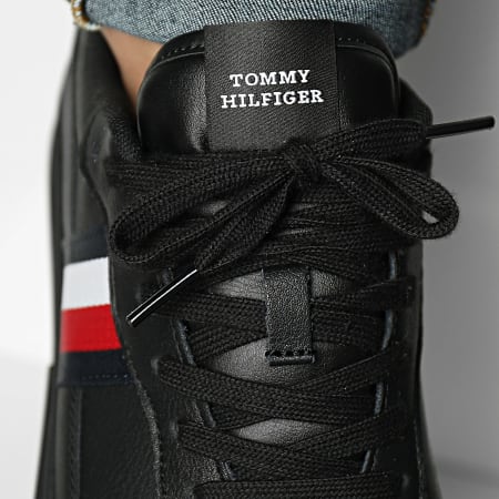 Tommy Hilfiger - Supercup Leather Stripes 4824 Triple Black Sneakers