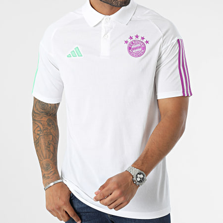 Adidas Sportswear - Polo FC Bayern Monaco IB1565 bianca a maniche corte a righe